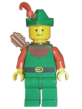LEGO Minifigure-Forestman - Red, Green Hat, Red Feather, Quiver (set 6066)-Castle / Forestmen-CAS137A-Creative Brick Builders